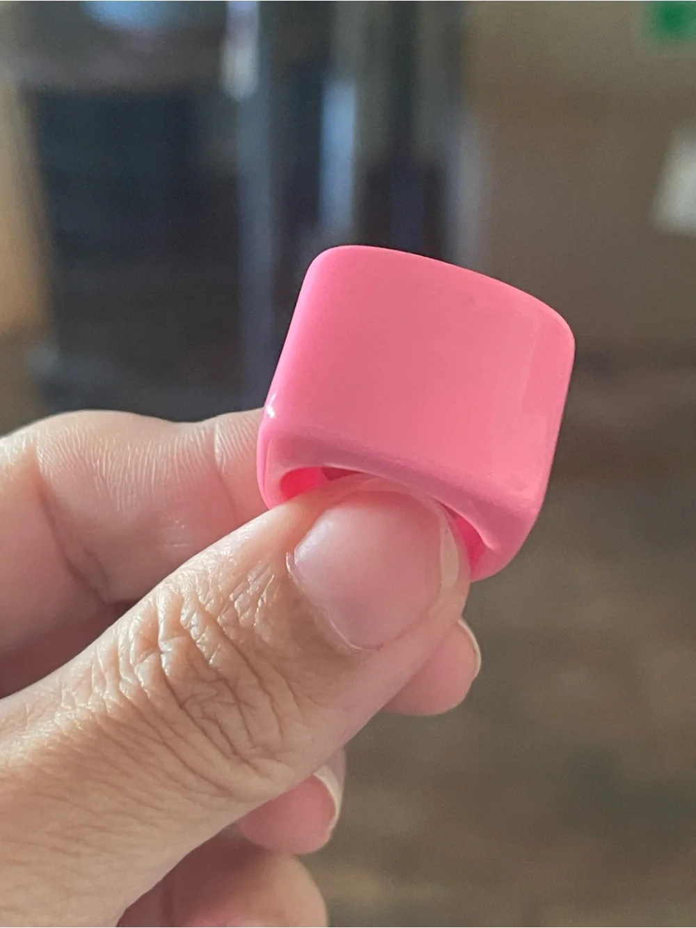Set of 3 Trendy Pink Acrylic Square Band Rings